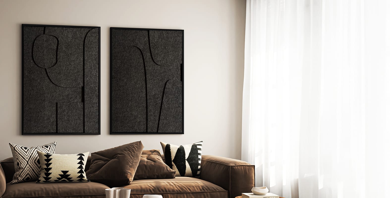 Felt Art. The trend of the moment, 3-layered felt in Japandi style! Delivered with a FREE premium frame!