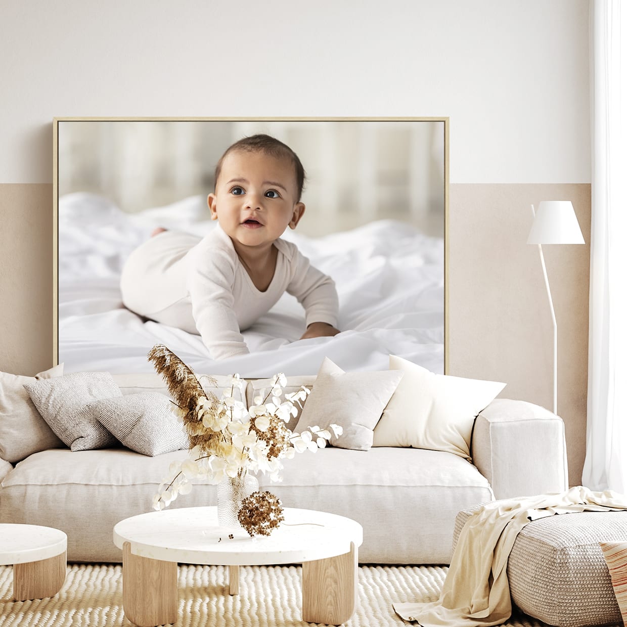 Canvas print in a floating frame